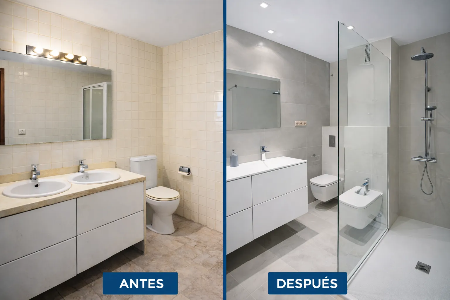 Reformas de baño de lujo y cambio de bañera por ducha en Benidorm